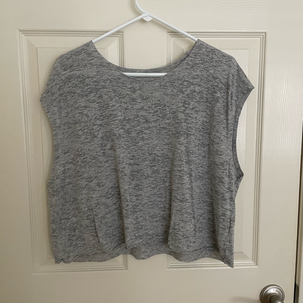 AllSaints Gray Burnout Crop Top